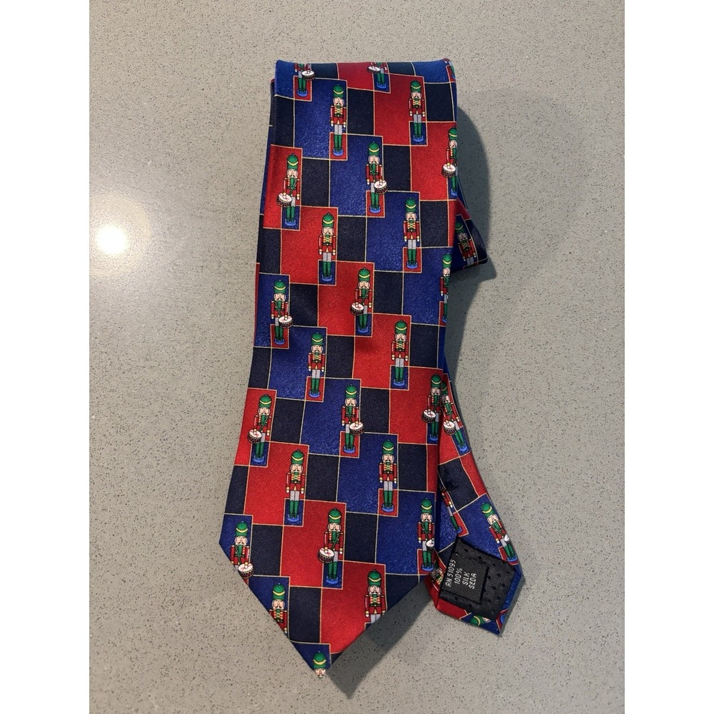 Holidays Christmas Tie Nutcracker‎ Pattern Multicolor Silk Necktie